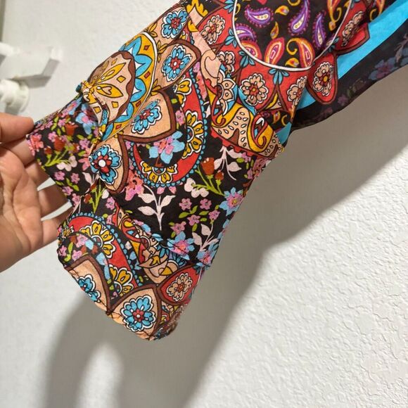 Johnny Was Multi Mandala Margot Paisley Floral Print Bell Sleeve Blouse S (FLAW) - Picture 6 of 8